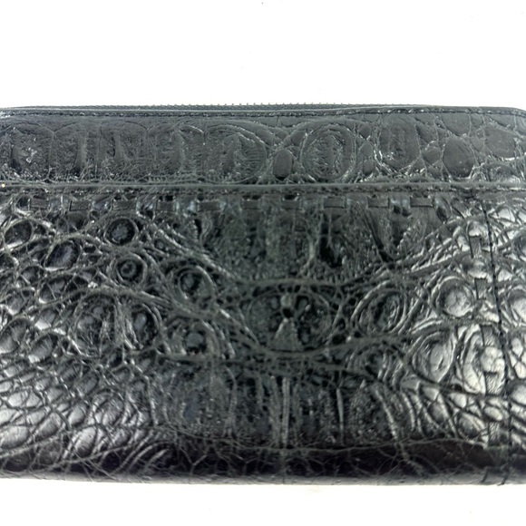 Brighton Wallet Black Croc Embossed Leather Organizer Clutch Wristlet - Picture 3 of 9